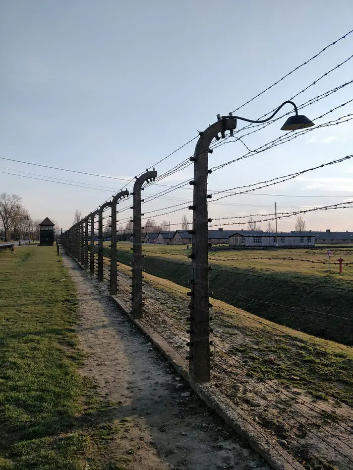 The fenceline of an old Nazi concentration camp.