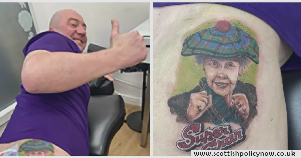 Devoted Super Gran Fan Commemorates Beloved Character with Unique Tattoo on His Buttocks